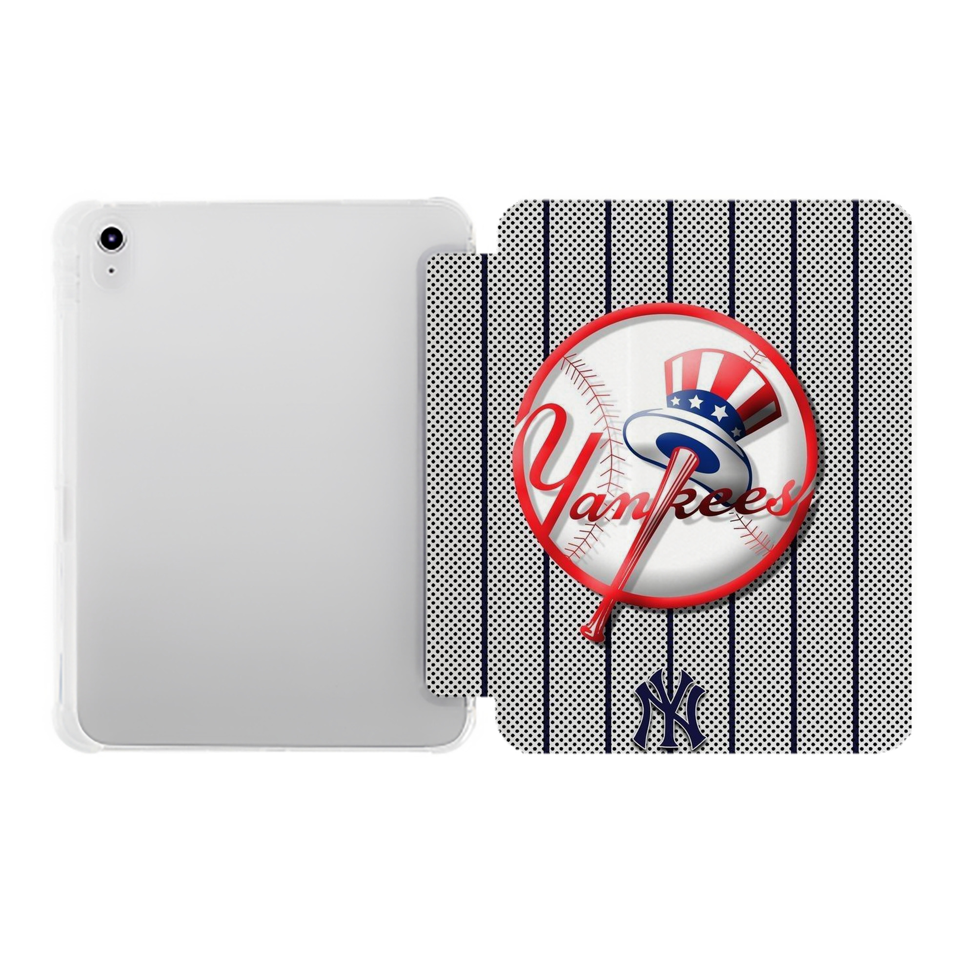 New York Yankees 197 Premium Tri-Fold PU Leather & Silicone IPad Case With Pencil Slot – Fits 9.5,10.5,10.9 – Adjustable Stand, Slim, Protective